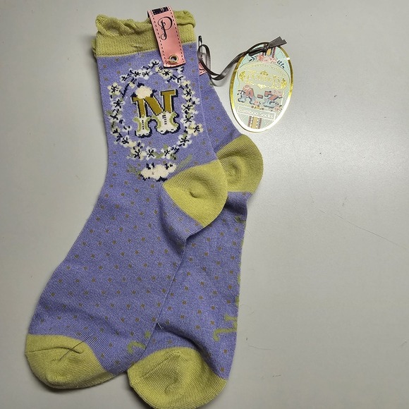 Purple Bamboo Letter N Ankle Socks Soft Women's Socks Perfect Gift by Powder - Picture 4 of 5